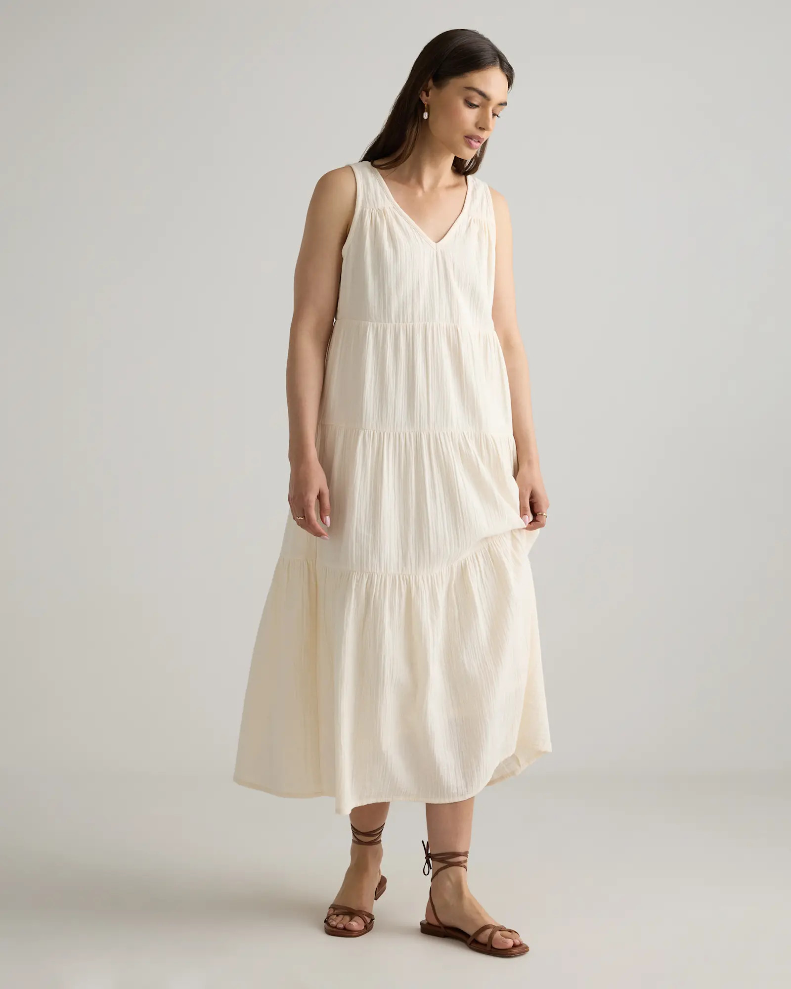 100% Organic Cotton Gauze Tiered Maxi Dress | Quince