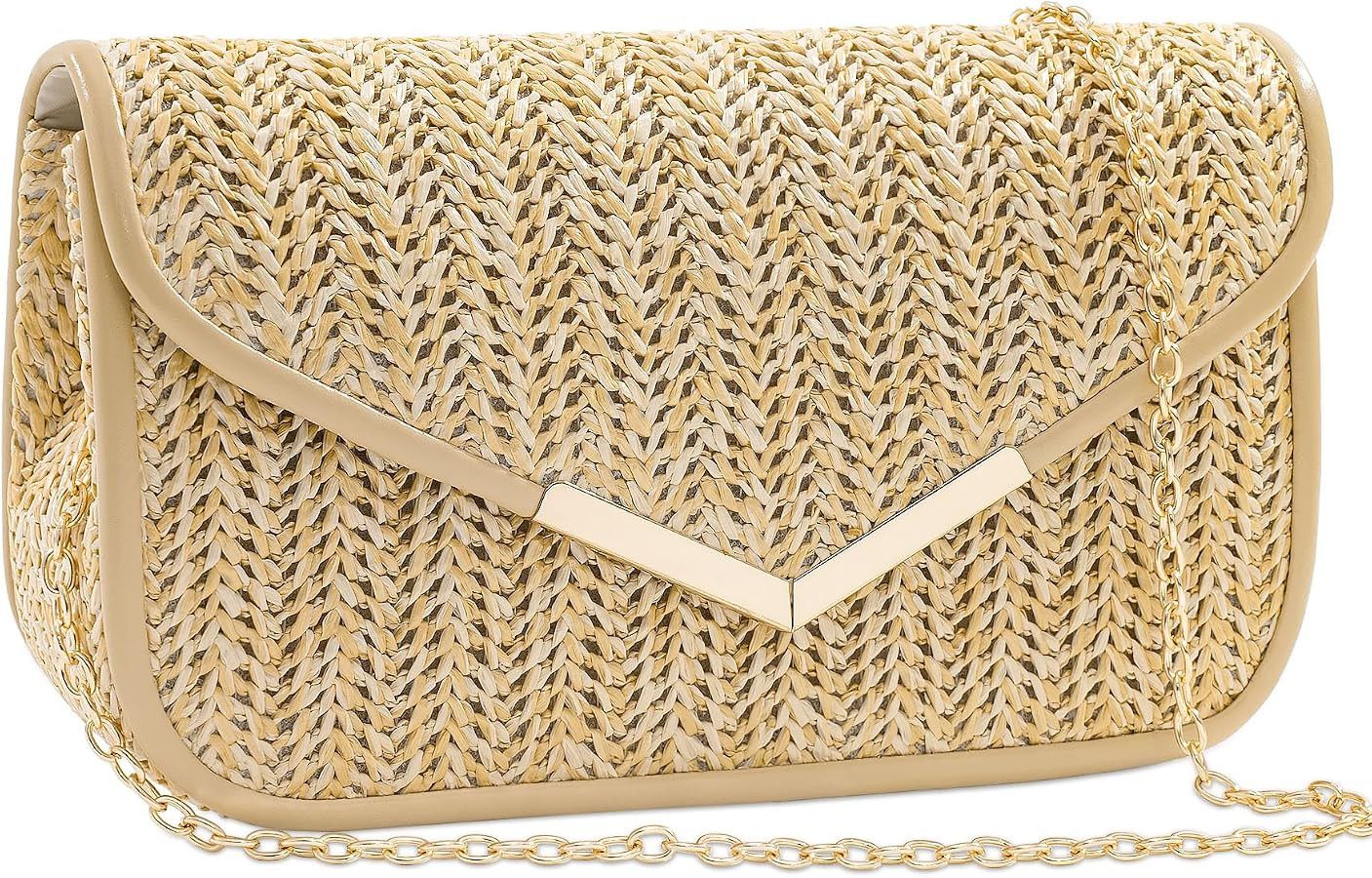 Toptime Straw Clutch Purses for Women, Summer Envelope Handbags with Detachable Golden Chain, Ele... | Amazon (CA)