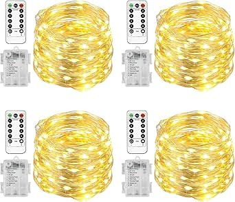 Homemory 4 Pack 20 Ft 60 LED Fairy Lights Battery Operated Christmas Lights with Remote Waterproo... | Amazon (US)