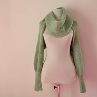 Scarf Sweater Cardigan Chunky Knit Womens Wrap Bridal Shrug Bolero Wedding Jacket Long Sleeved Mint  | Etsy (US)