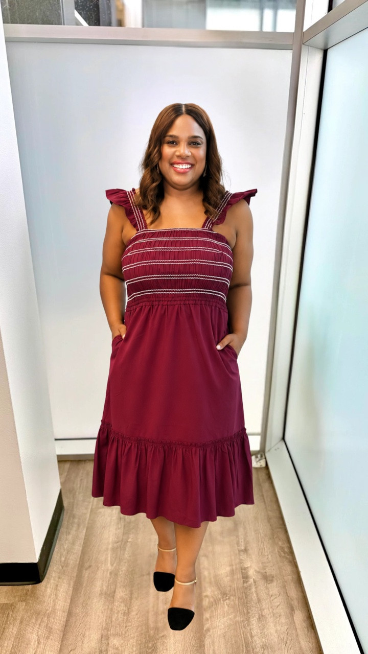 What in the Hill House, Walmart?! 🤍✨ This dreamy midi dress is giving effortless, feminine vibes with the smocked bodice, flutter sleeves, and the prettiest berry shade. Bonus: it has pockets! 🙌 Perfect for brunch, baby showers, date nights, or any summer event where you want to look put together with minimal effort. 

Hit the bell in my LTK 🔔 (top right) so you get all the exclusives first!

#LTKgrwm #LTKootd #LTKBeauty