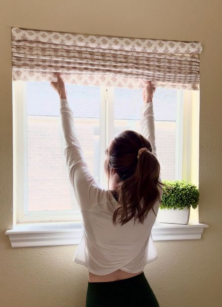 Roman shades using $10 Walmart blinds! DIY win! The fabric was purchased from hobby lobby and it’s “Dyann Spice Duck Cloth” the other items are linked! 

#LTKhome