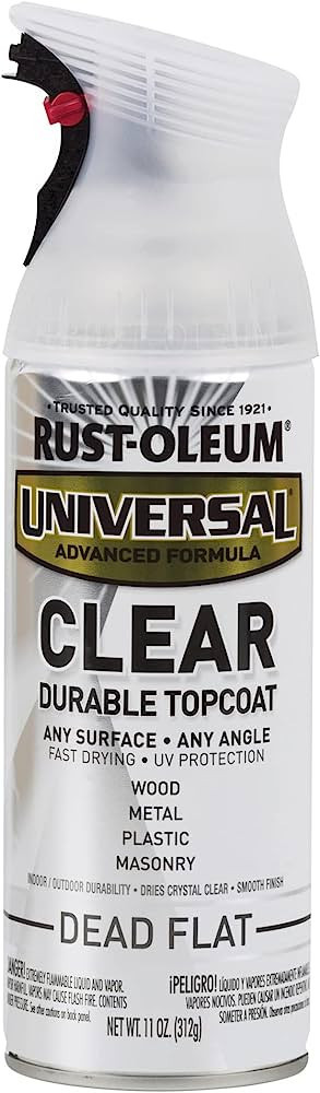Rust-Oleum 302151 Universal All Surface Clear Topcoat Spray, 11 oz, Dead Flat Clear | Amazon (US)