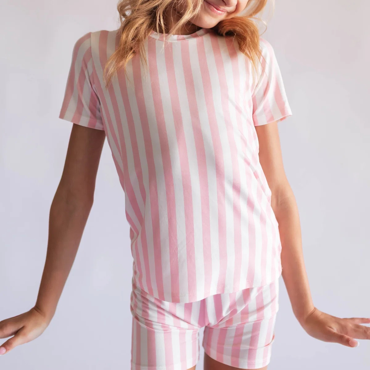 Youth Pajama short sleeve and shorts in Poppy | Silks Design