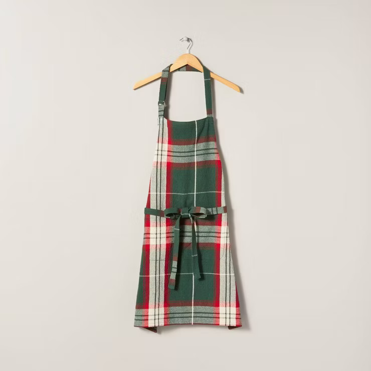 Holiday Plaid Cooking Apron Green/Red/Cream - Hearth & Hand™ with Magnolia | Target