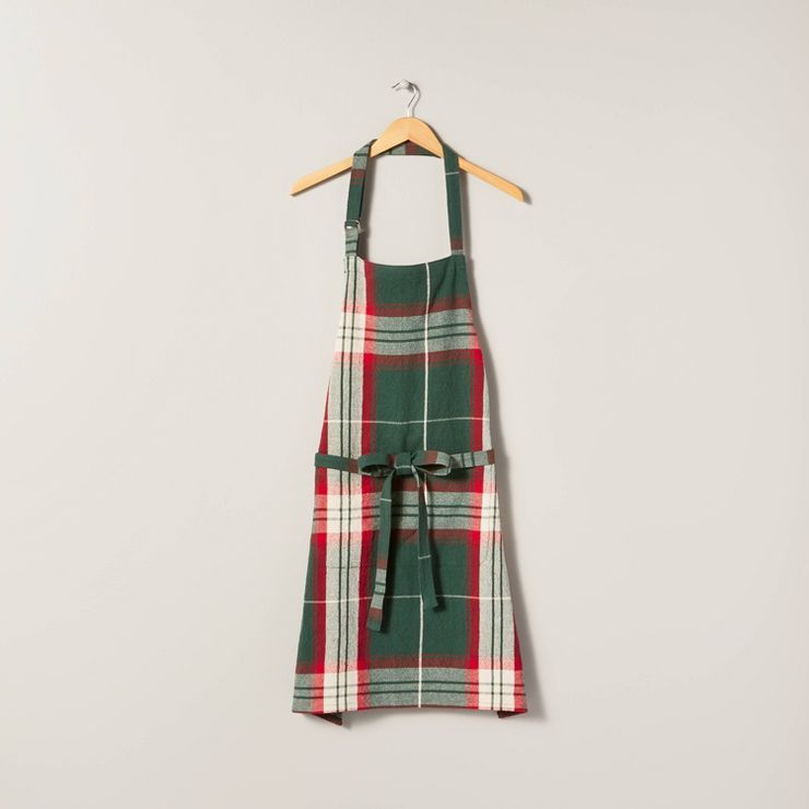 Holiday Plaid Cooking Apron Green/Red/Cream - Hearth & Hand™ with Magnolia | Target