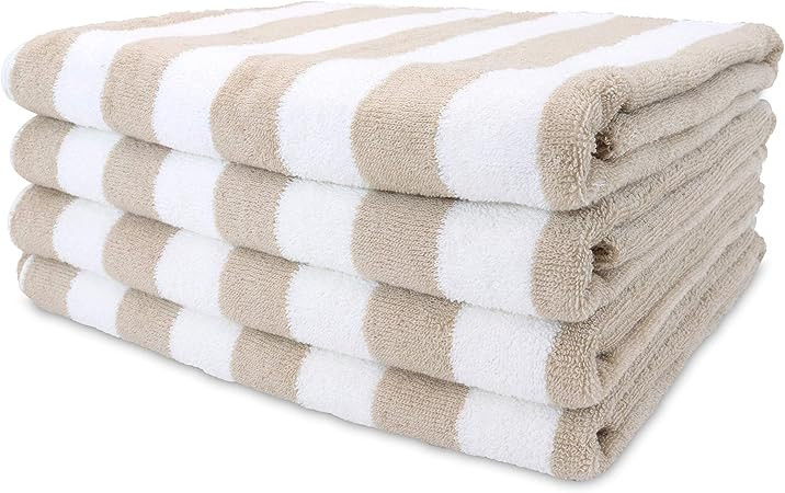 Arkwright Oversized Striped Beach Towels - Absorbent, Quick Drying, Ringspun Cotton Bulk Pool Tow... | Amazon (US)