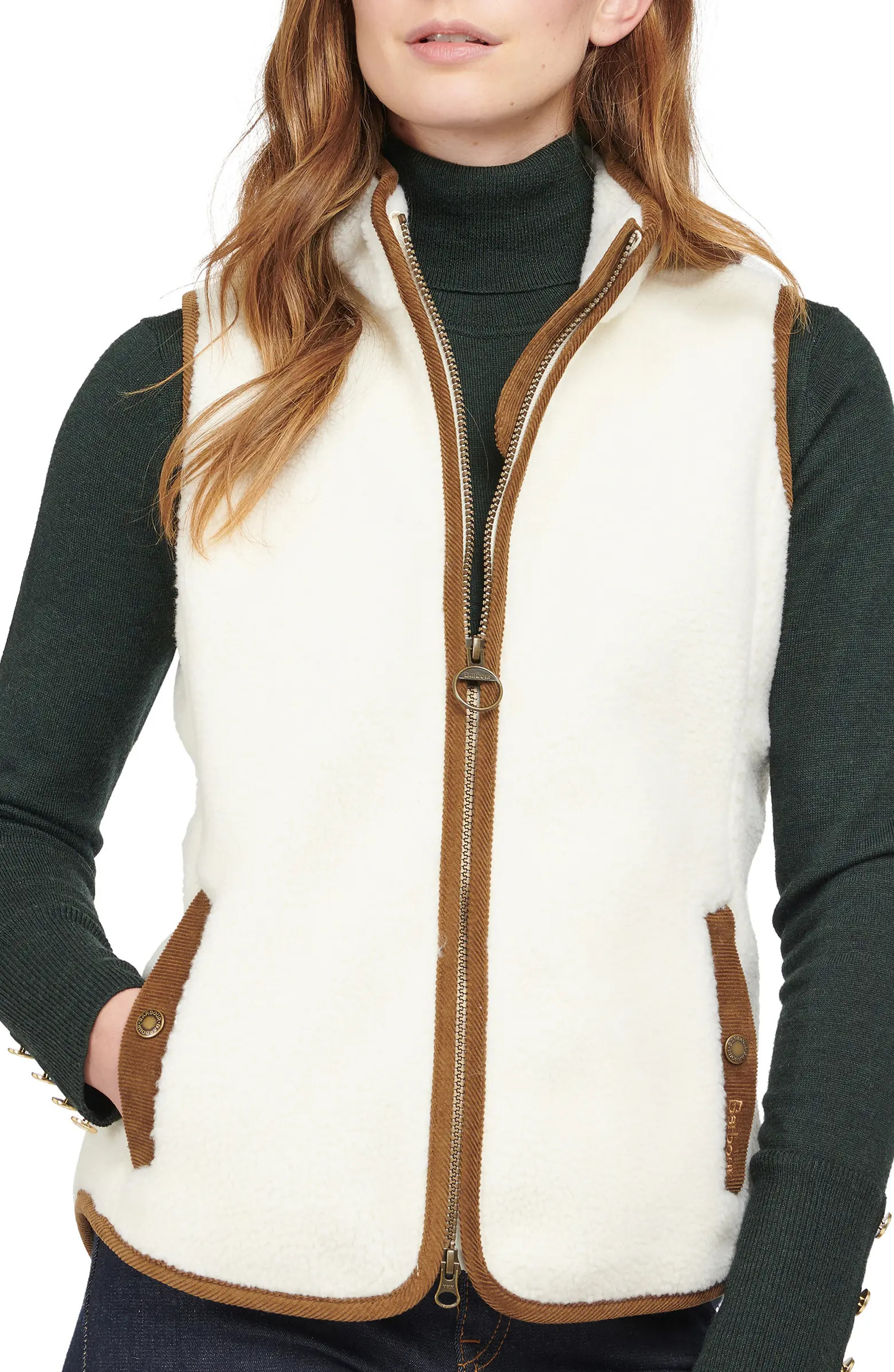 Barbour Burford Corduroy Trim Fleece Vest | Nordstrom | Nordstrom