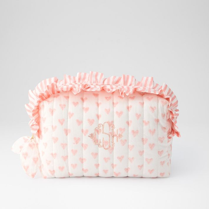 Block Print Ruffle Cosmetic Pouch | Mark and Graham