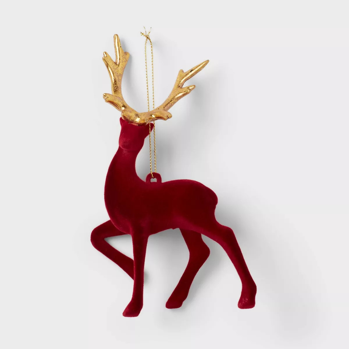 Flocked Deer with Metallic Antlers Christmas Tree Ornament Green - Wondershop™ | Target