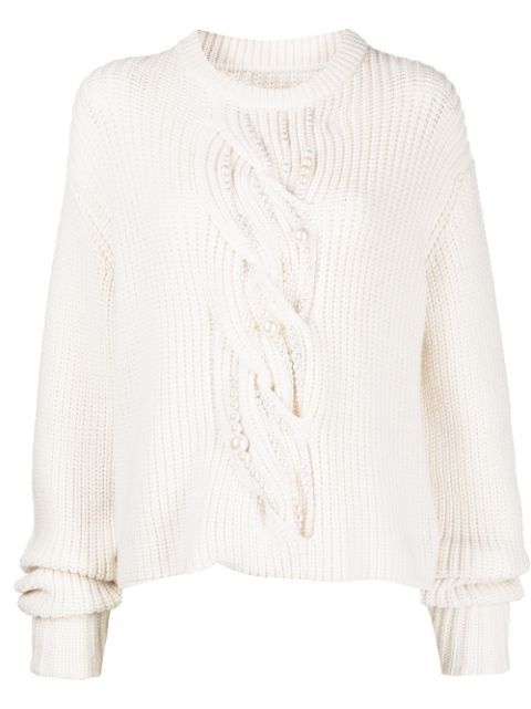 pearl-embellished wool jumper | Farfetch (US)