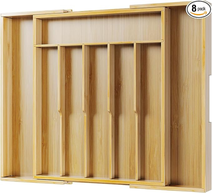 Kitsure Silverware Organizer - Expandable Bamboo Kitchen Drawer Organizer for Cooking Utensils an... | Amazon (US)