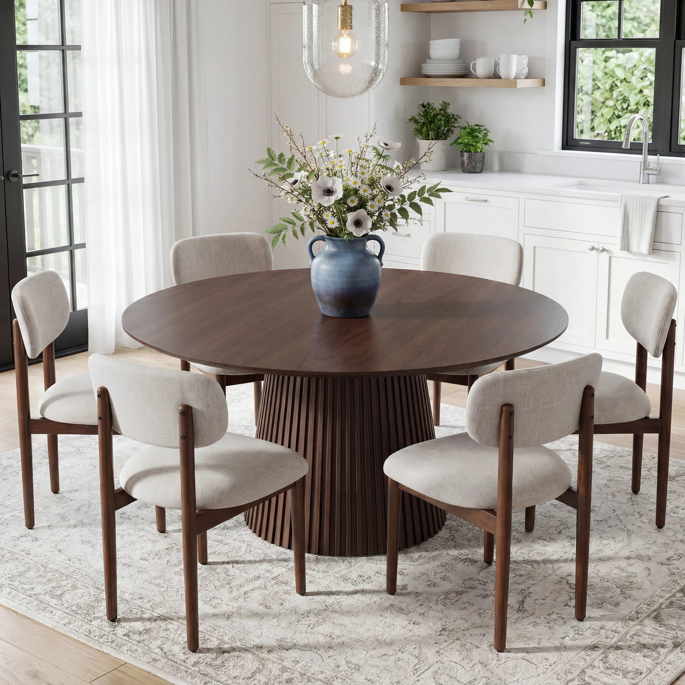 Chynthia 6 - Person Oval Solid Wood Dining Table Set | Wayfair North America