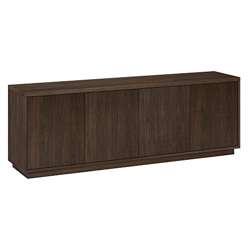 Henn&Hart Fluted TV Stand for TVs up to 75" with 2 Concealed Ribbed Storage Cabinets and Adjustable Shelves for Living Room, Family Room, or Office, Alder Brown | Amazon (US)