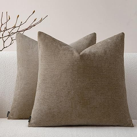 Foindtower Pack of 2 Soft Textured Throw Decorative Pillow Covers Square Accent Solid Cushion Cov... | Amazon (US)
