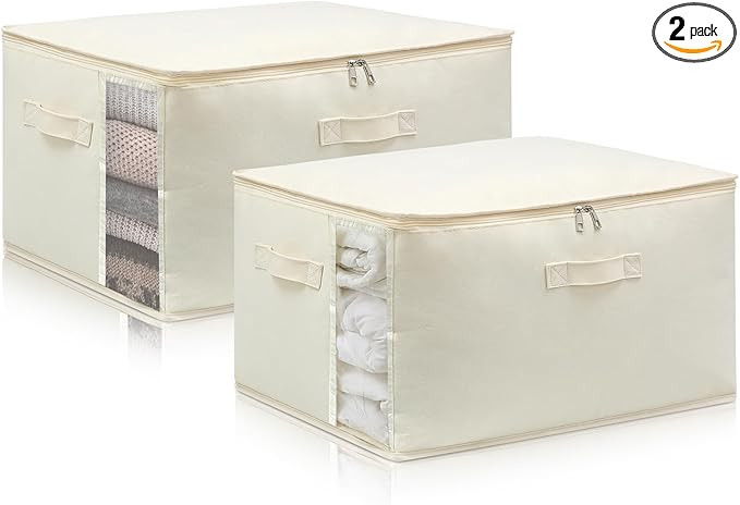 Canvas Comforters Bags Closet Organizers and Storage for Quilts Clothes Organization Containers B... | Amazon (US)
