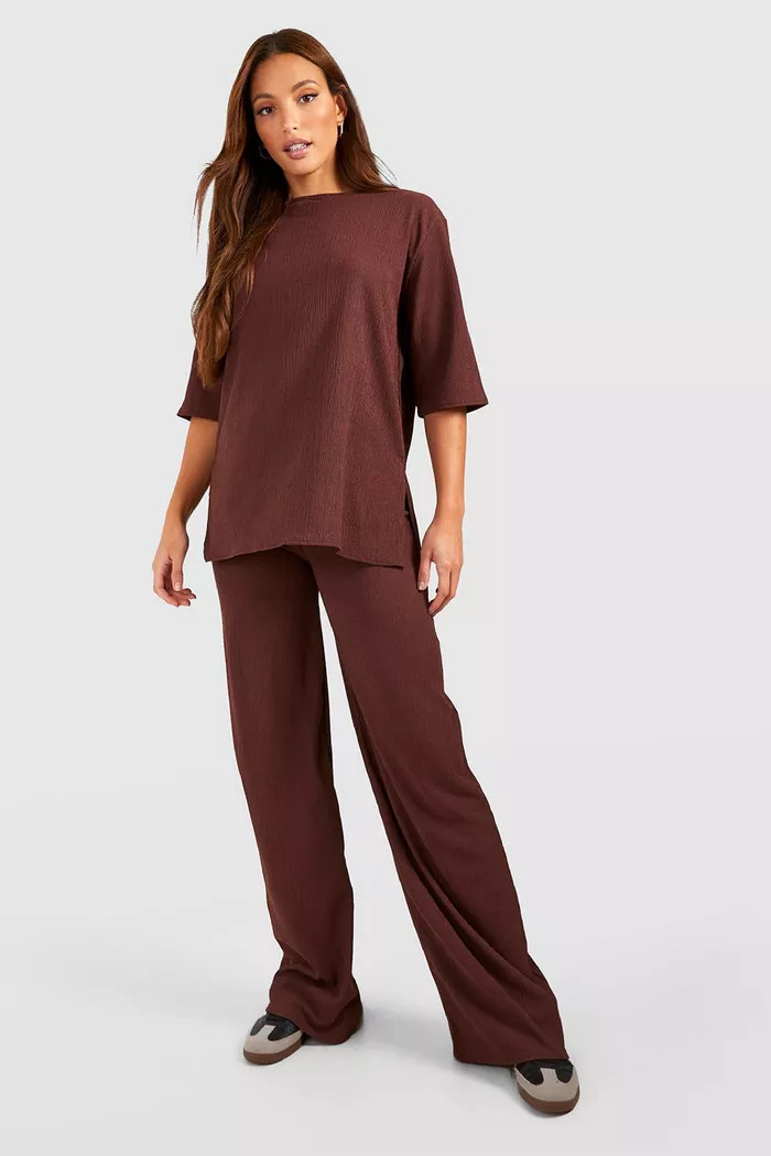 Tall Textured Oversized Split Side Top | boohoo (US & Canada)
