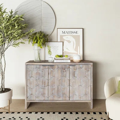 Accent Cabinet Farmhouse Style 3 Door Wooden Sideboard With Adjustable Shelves, Perfect For Living Room And Dining Room Storage | Wayfair North America