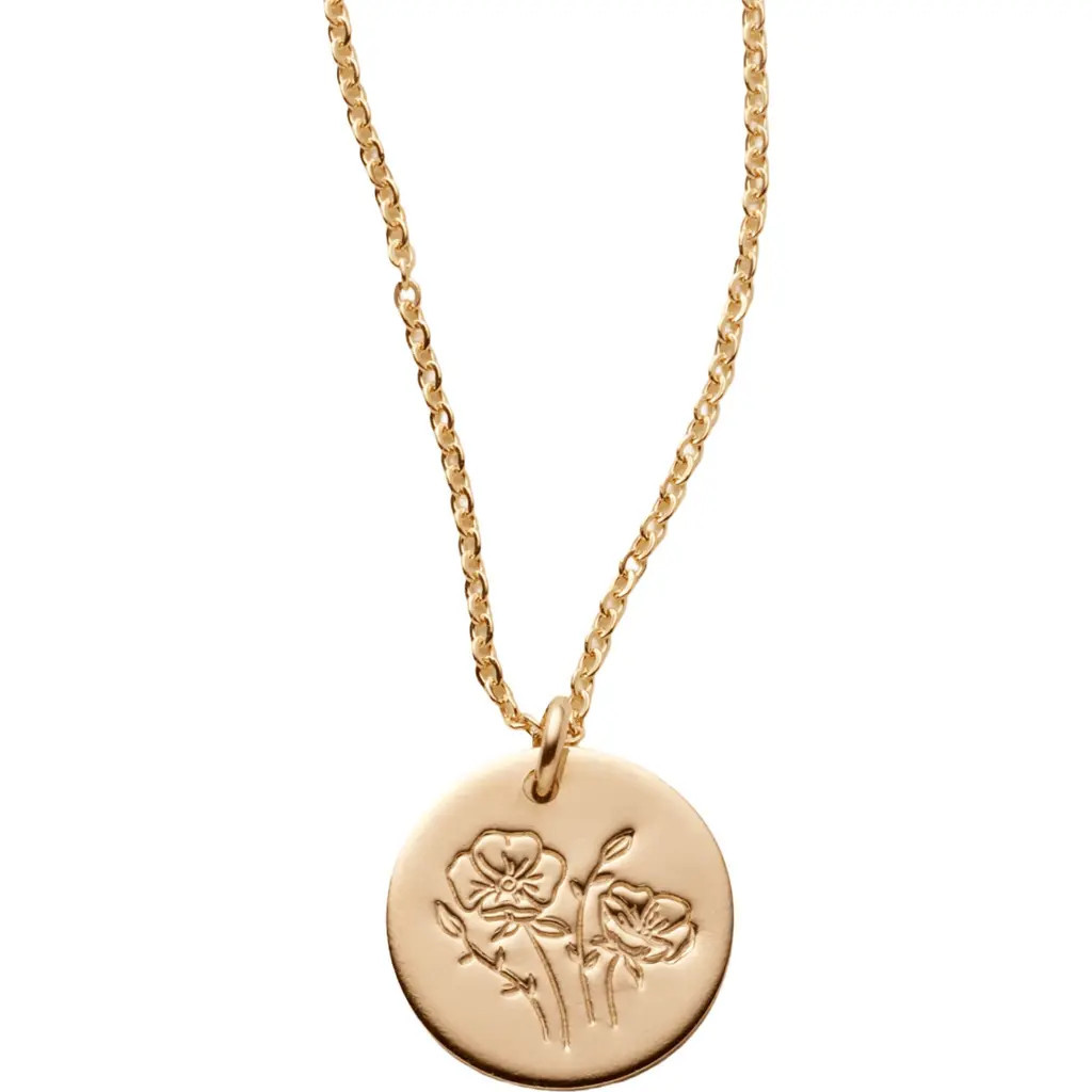 MADE BY MARY August Birth Flower Necklace in Gold Filled at Nordstrom, Size Small | Nordstrom