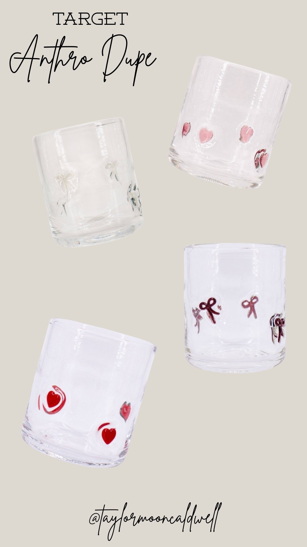 These Valentine’s glasses are a perfect dupe for the viral Anthropologie ones everyone loves — but for a fraction of the price 😍 Found them at Target and they look just as good on the table for Galentine’s, date night, or a cozy family dinner in. Cute, festive, and actually affordable… we love to see it 💘

#LTKFind #TargetFinds #ValentinesDecor #AnthroDupe #AffordableDecor #TablescapeInspo #HomeFinds #ValentinesTable #LTKHome

#LTKFindsUnder50 #LTKSeasonal