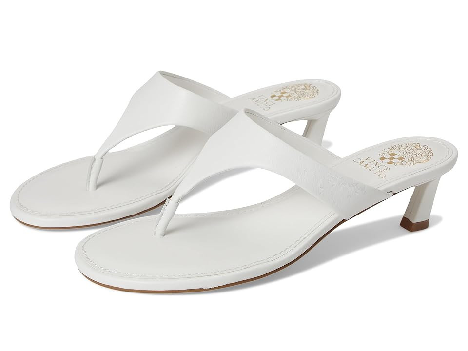 Vince Camuto Lina Thong Kitten Heel Sandals Women's Sandals Bianco : 5.5 M, Leather | Zappos