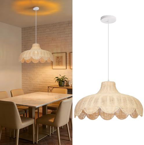 Arturesthome Rattan Pendant Lighting for Dining Room,20.4" Rattan Chandelier Woven Boho Chandelie... | Amazon (US)