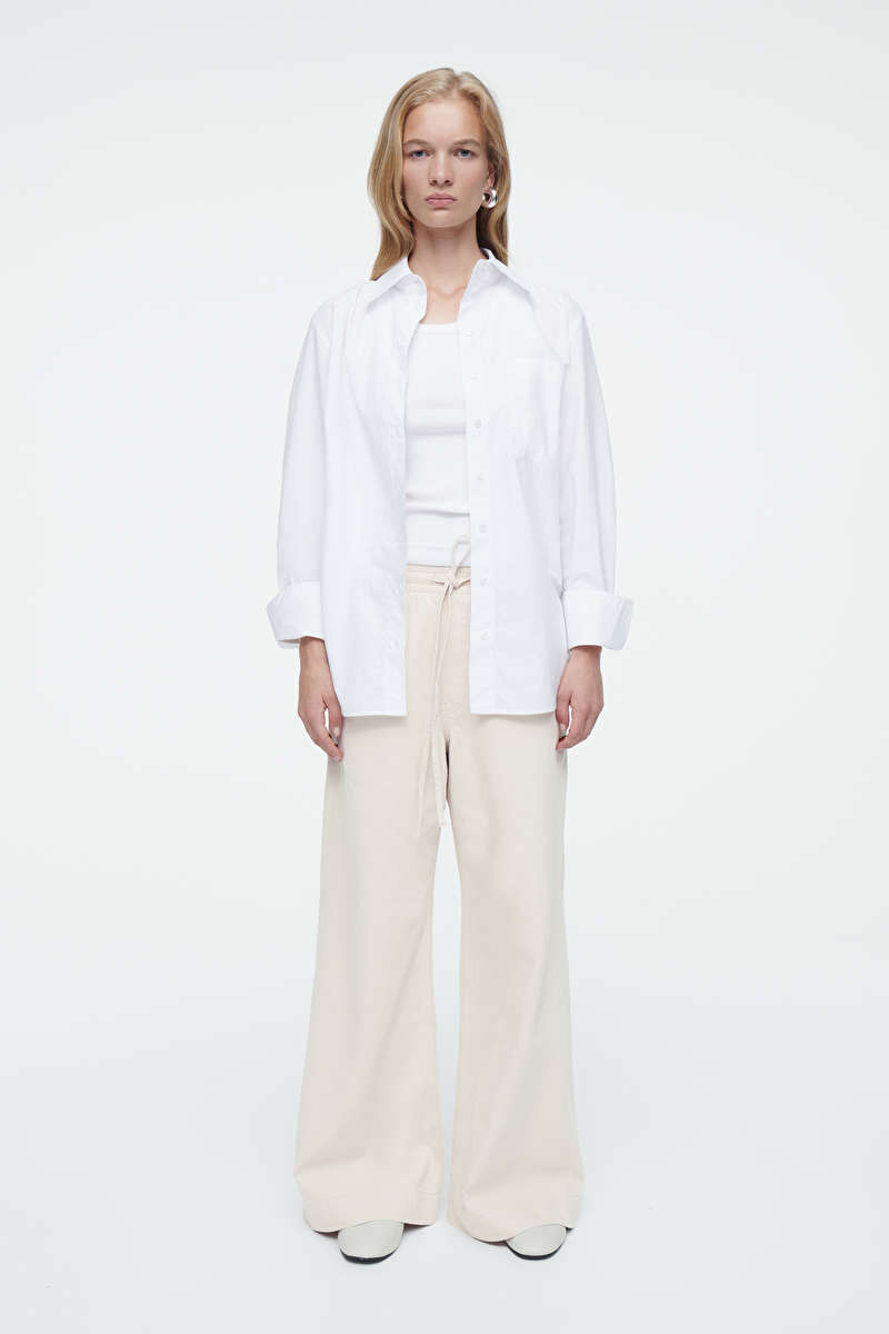 WIDE-LEG FLUID DENIM TROUSERS - Ecru - COS | COS UK