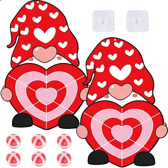 2PCS Valentine's Day Dart Board Sticky Balls Games Gnome Dart Board Kit with 6 Red Sticky Balls a... | Amazon (US)