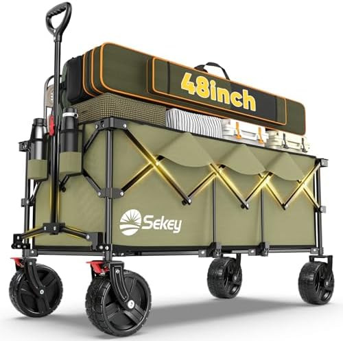 Sekey 48''L Collapsible Foldable Extended Wagon with 660lbs Weight Capacity, Heavy Duty 300L Fold... | Amazon (US)