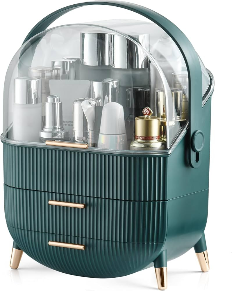 CANITORON Makeup Storage Organizer，Cosmetics Display Case with 2-Layer Storage Box and Transpar... | Amazon (US)