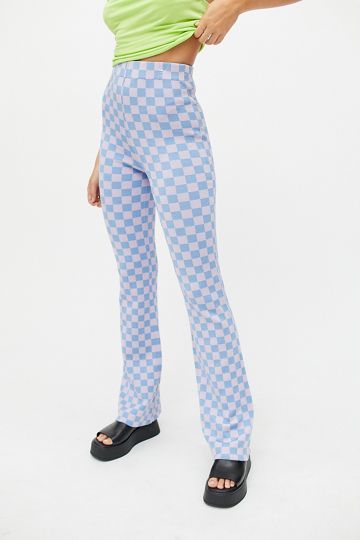 UO Checkered Knit Flare Pant | Urban Outfitters (US and RoW)