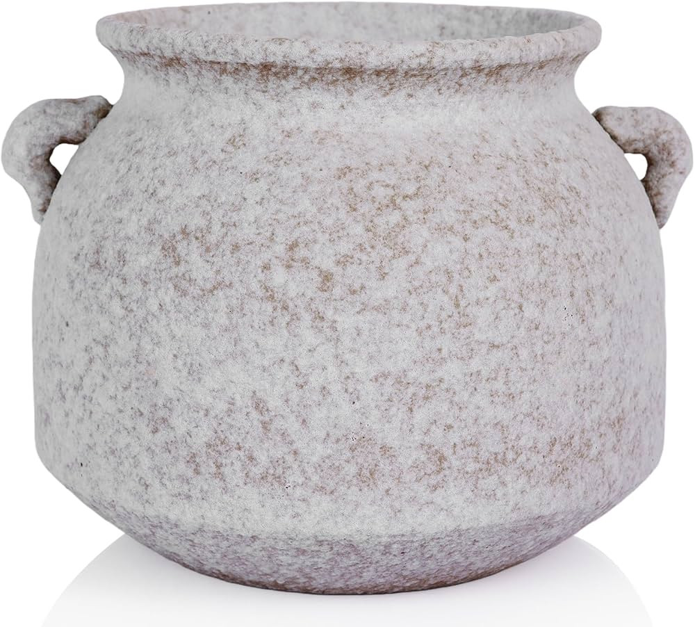 7 Inch Tall Rustic Terracotta Vase - Ceramic Farmhouse Vase with Textured Finish, Decorative Pott... | Amazon (US)