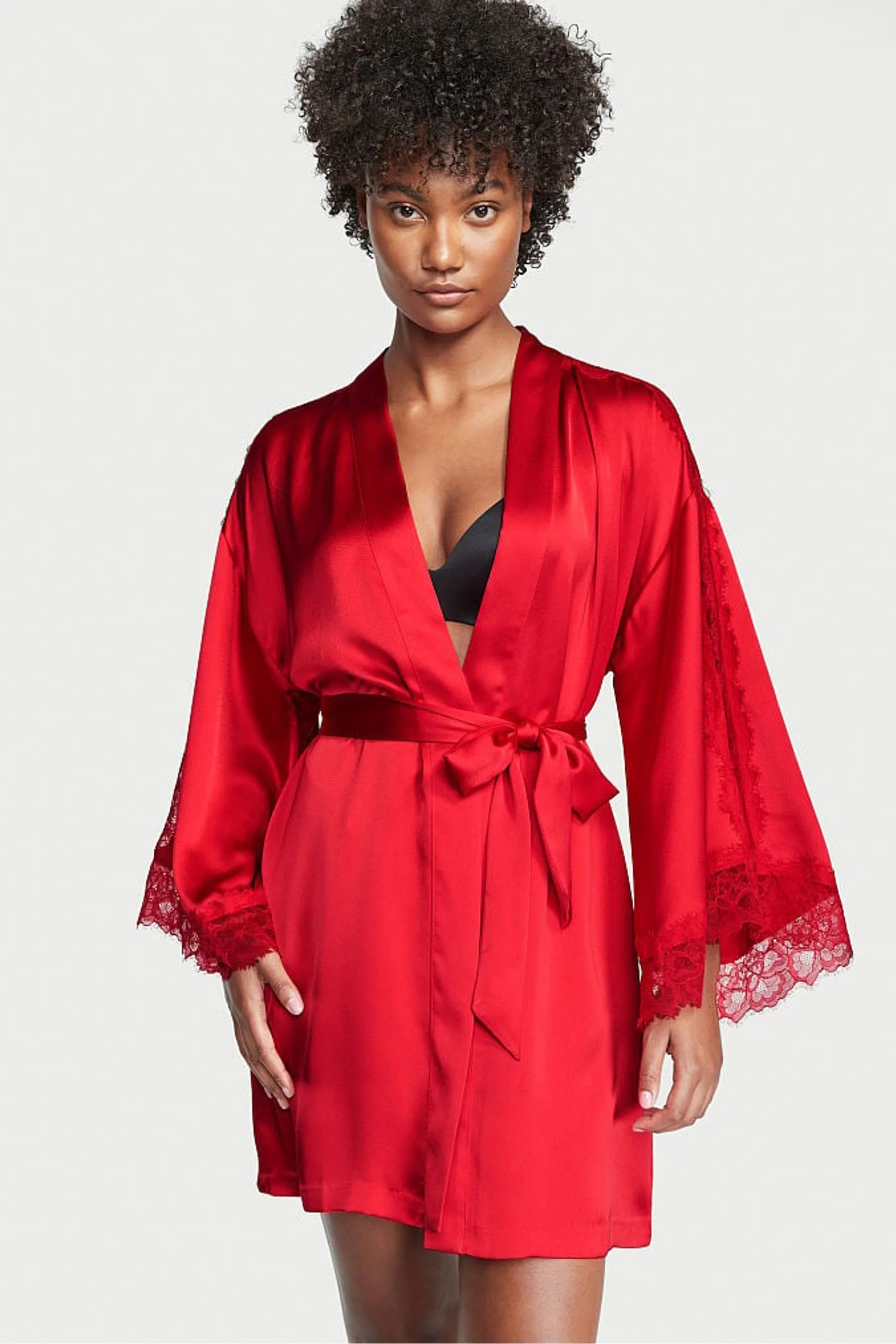 Victoria's Secret Lipstick Red Lace Inset Robe - lipstick red | Victoria's Secret UK