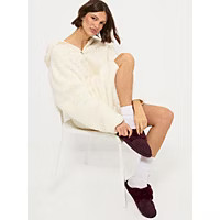 Burgundy Faux Fur Trim Suedette Mule Slippers | George at ASDA