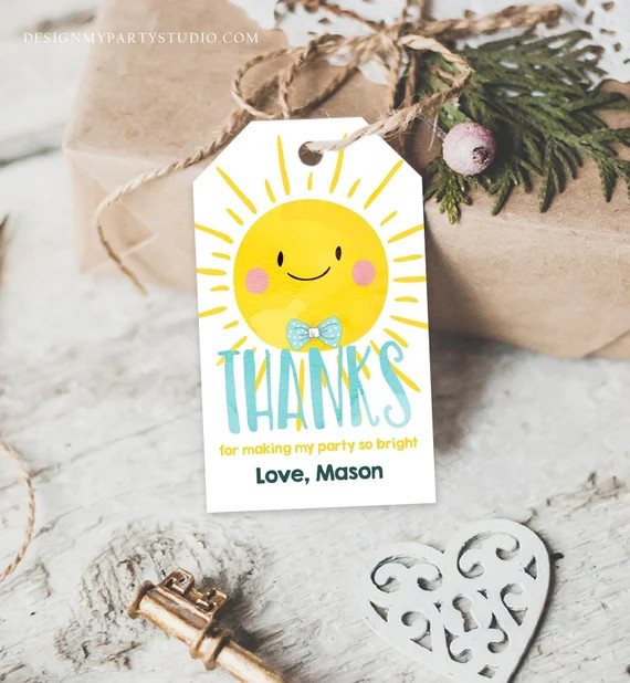 Editable Sunshine Favor tags Little Sunshine Birthday Thank you tag Boy Summer You are My Sunshin... | Etsy (US)