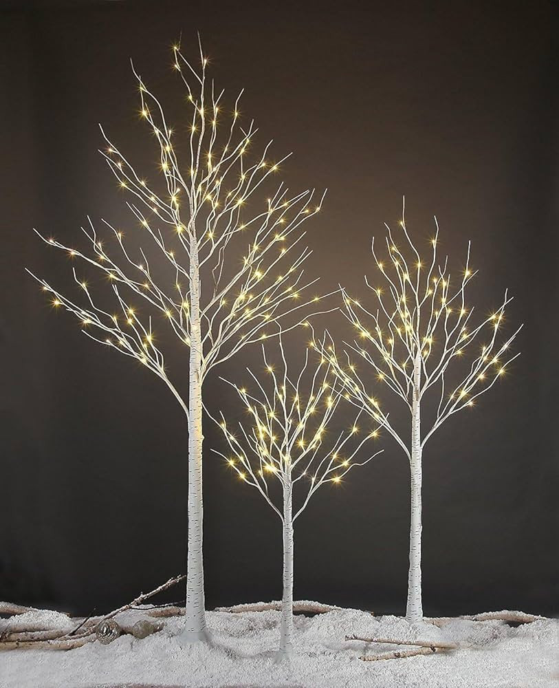 LIGHTSHARE 4 feet 6 feet and 8 Feet Birch Tree,Warm White, for Home,Pack of 3, Festival, Party, a... | Amazon (US)