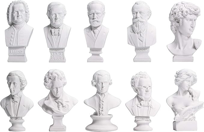 Waldosia Great Composers Bust Statuette Set w/Artemis and Michelangelo's David Figurines | Amazon (US)