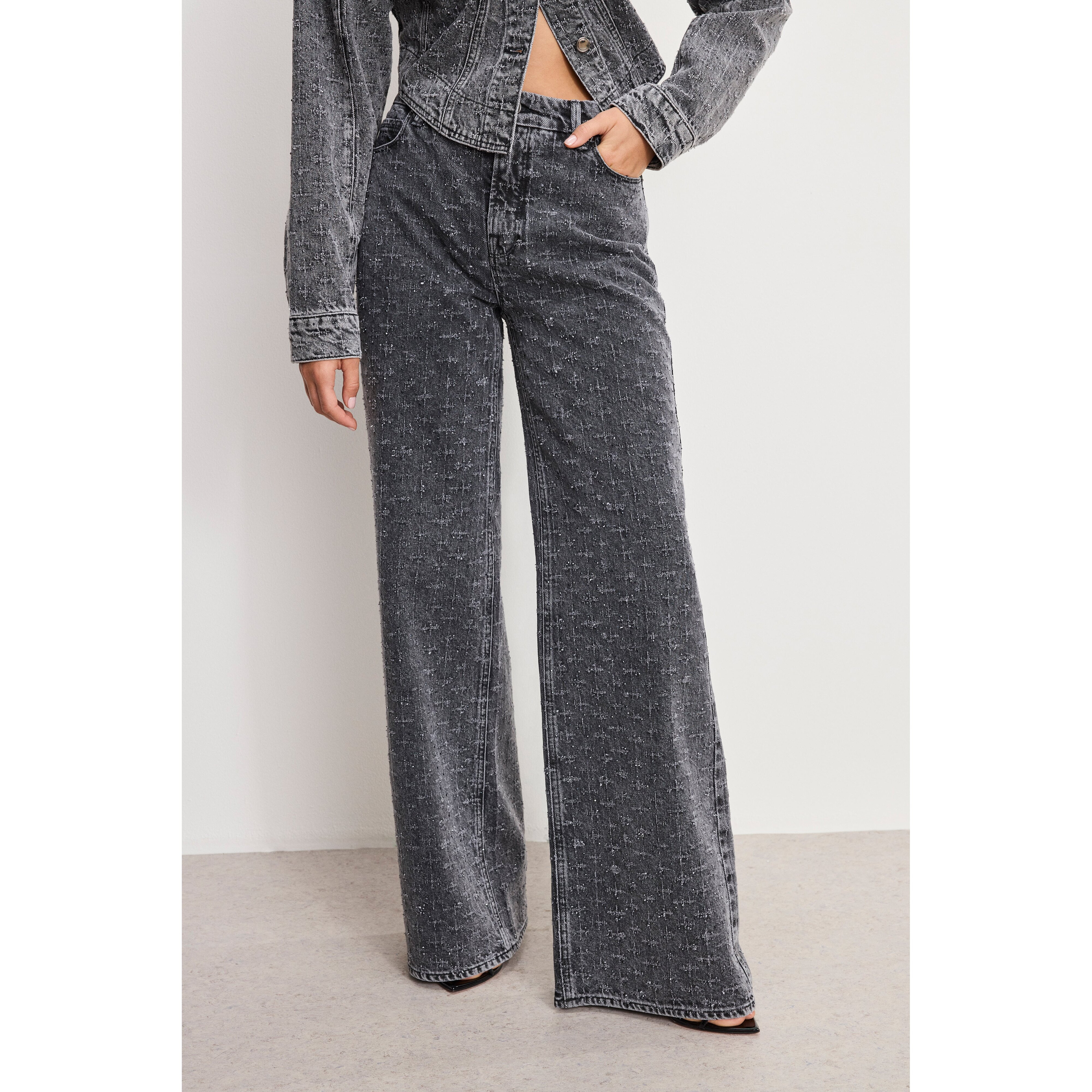 Women's Dolly Joleans Crystal Relaxed Jeans | Black, 415 Size 4 | Good American by Khlo� Kardashian | Good American