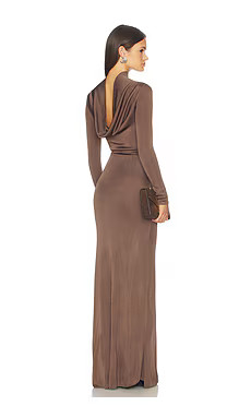 SRG Sylveeah Draped Cowl Gown in Dark Mushroom from Revolve.com | Revolve Clothing (Global)