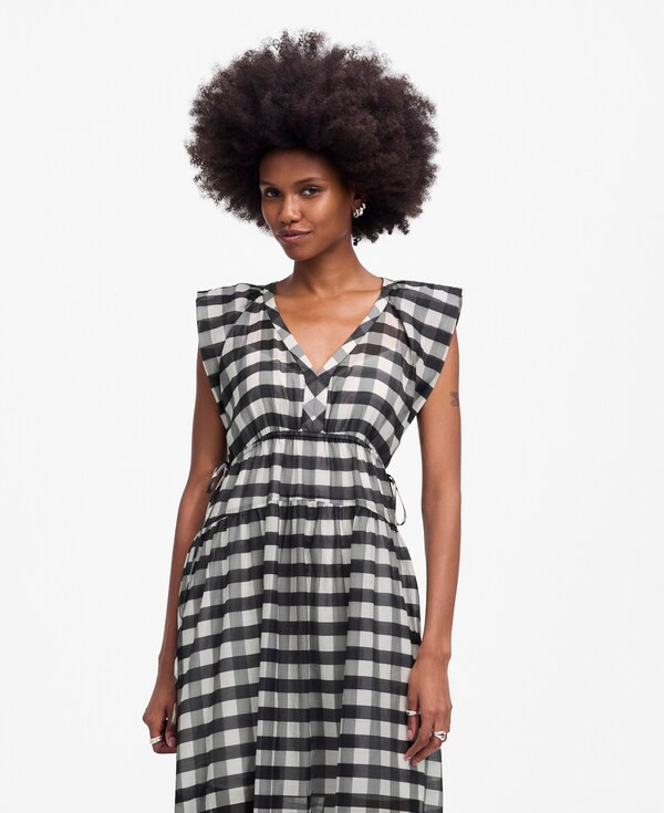 Sheer V-Neck Dolman Maxi Dress in Gingham | Madewell