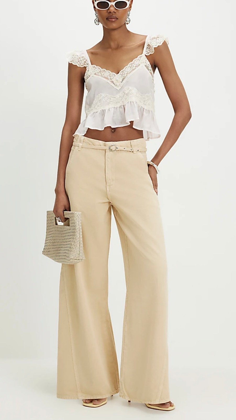 Butter yellow jeans. 

White lace cami, spring looks, wide leg jeans, high st look, river island  

#LTKuk #LTKstyletip #LTKspring