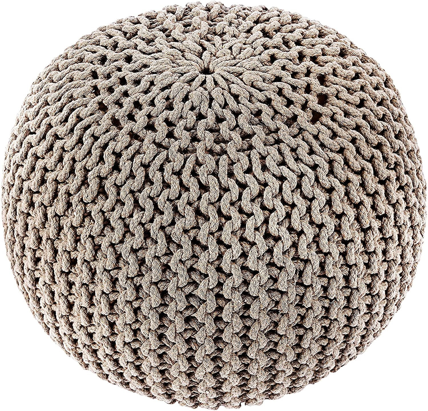 REDEARTH Round Pouf Foot Stool Bean Bag Ottoman - Knit Braided Cord Boho Pouffe Poof Accent Beanb... | Walmart (US)