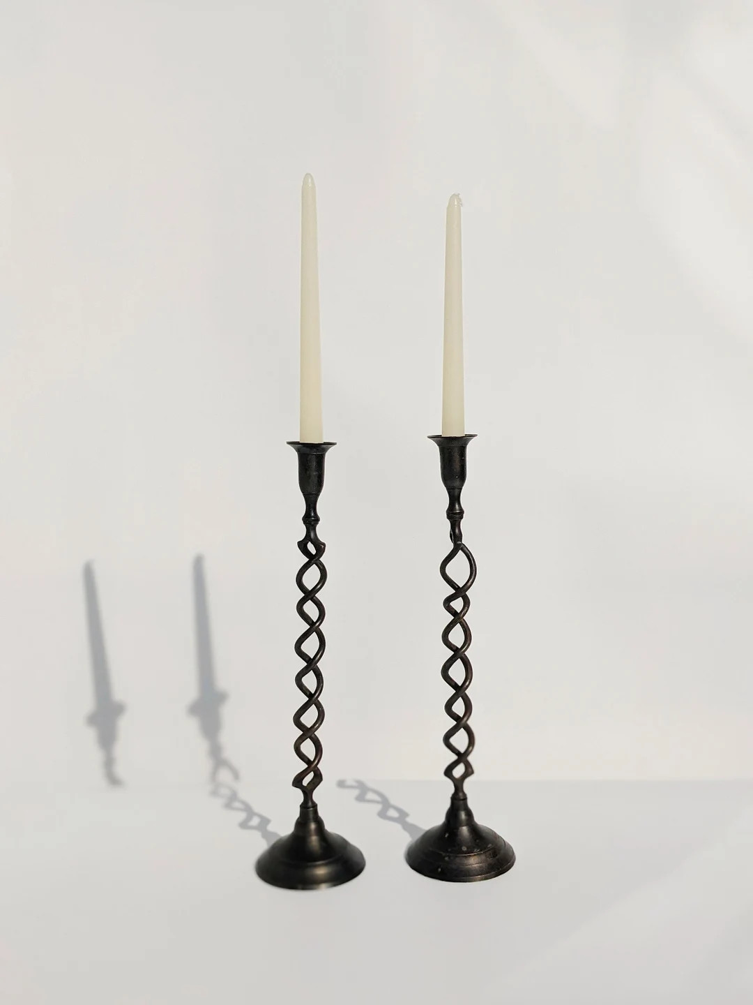 RESERVED Twisted Metal Candleholders Set of 2 MCM Open Spiral Candleholders Mid-century Modern St... | Etsy (US)