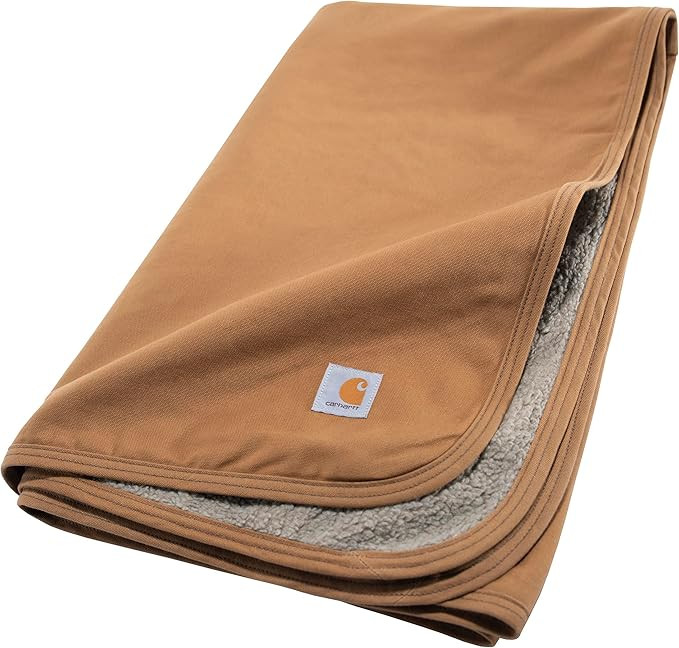 Carhartt Firm Duck Sherpa-Lined Throw Blanket, Reversible Pet Blanket, Carhartt Brown (Fleece/Can... | Amazon (US)