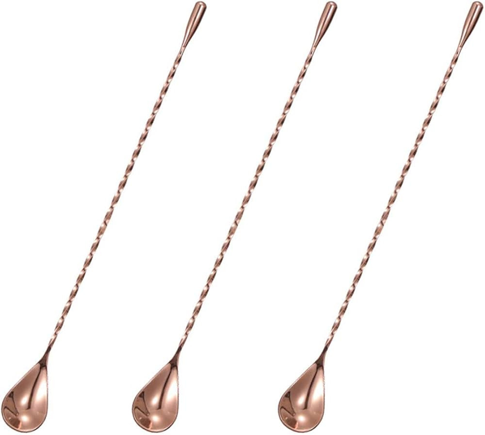 3Pcs 12 Inch Stainless Steel Mixing Spoon, Cocktail Spoon, Stirring Spoon with Long Handle, Bar S... | Amazon (US)