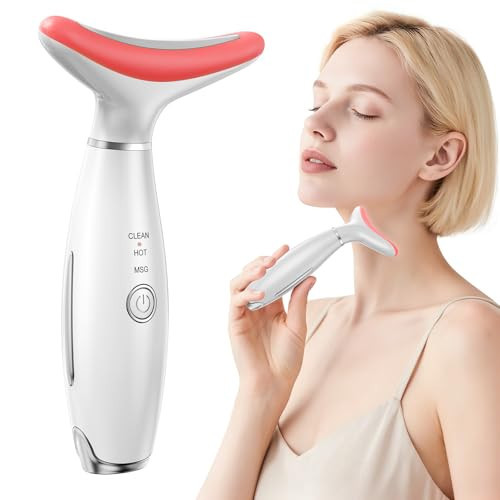 Red Light Therapy for Face, LED Face Massager Tool with Vibraion, Porable Facial Massager for Skin Care at Home, Wrinkle Reducer Face Sculpting Tool，Micro-current Facial Beauty Device(Model AM-810W) | Amazon (US)