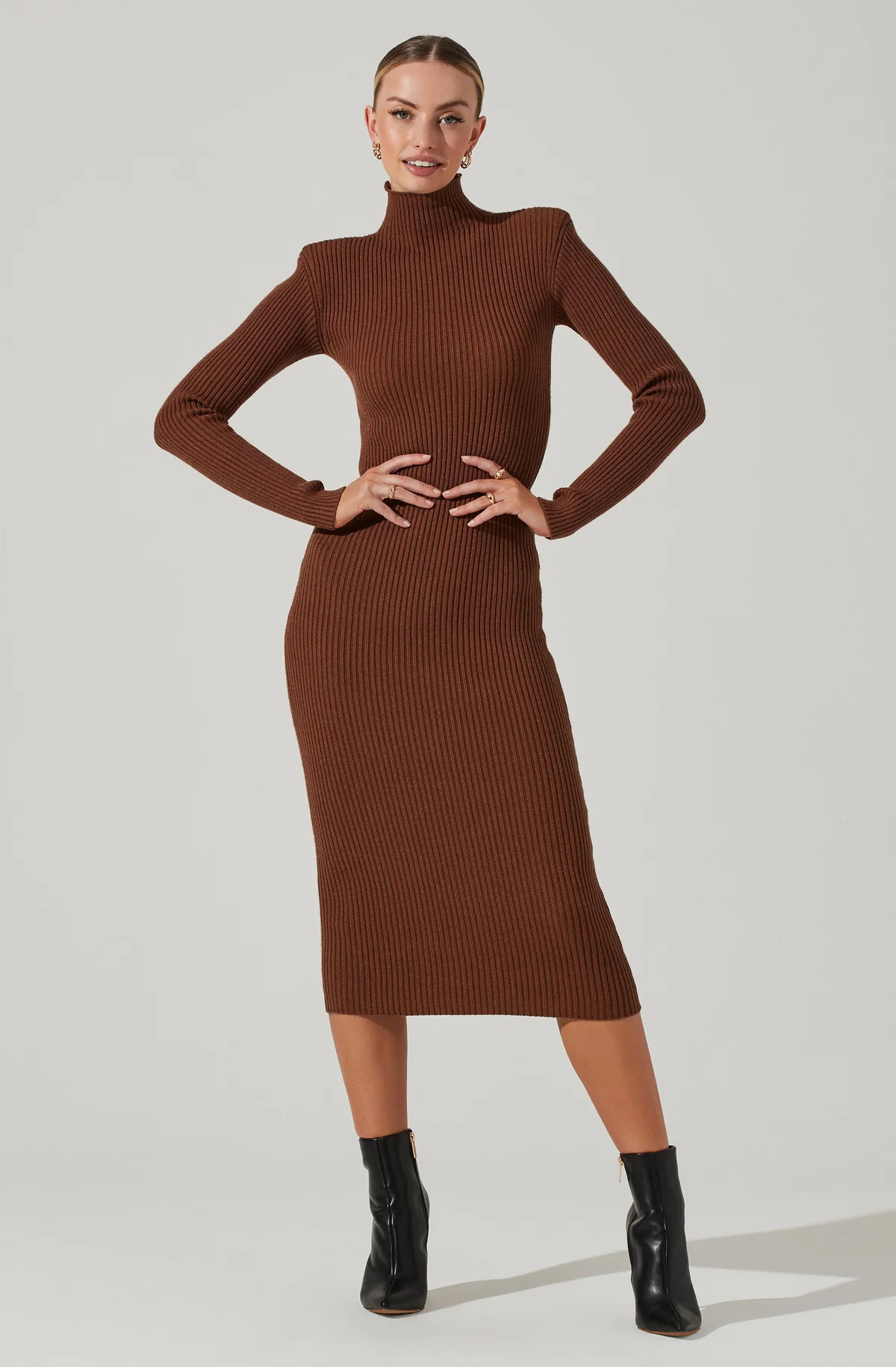 Abilene Long Sleeve Turtleneck Midi Sweater Dress | ASTR The Label (US)