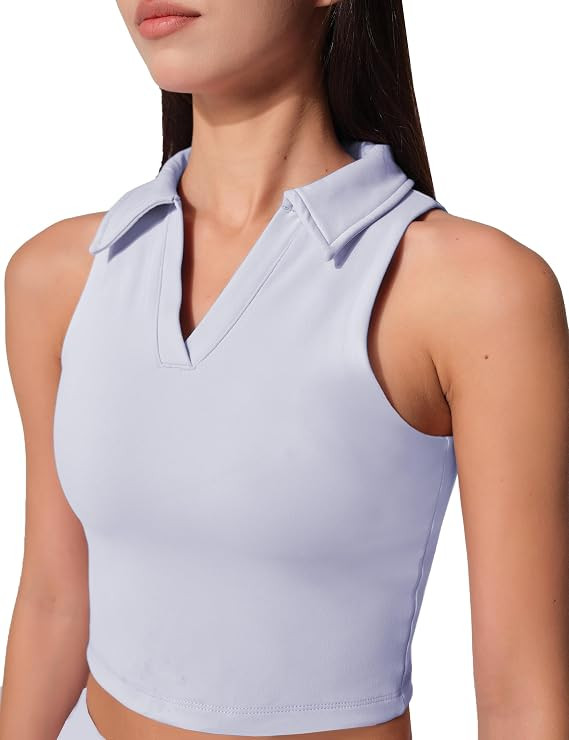 Womens Golf Shirt Sleeveless Polo Collared Tennis Shirts for Women Athletic Workout Cropped Tank ... | Amazon (US)