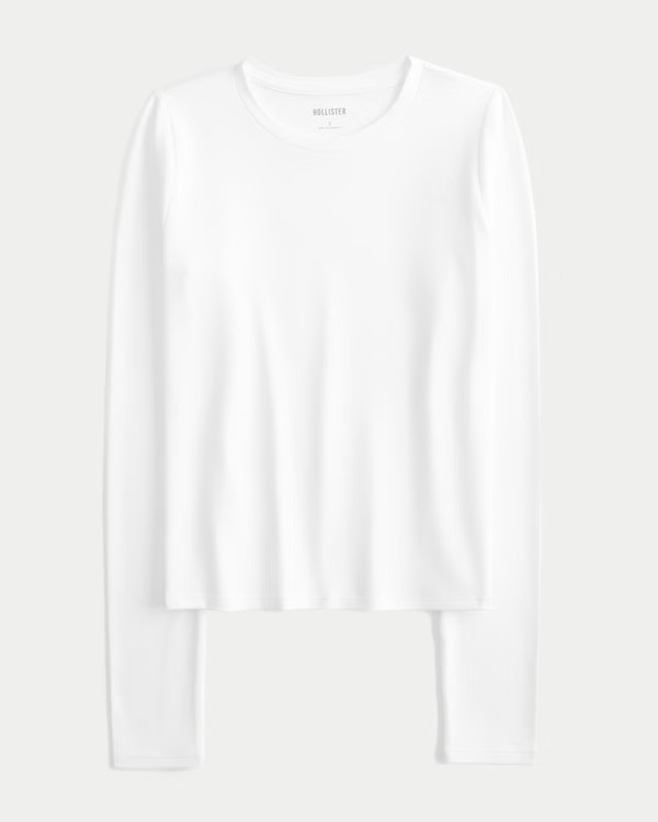 Women's Long-Sleeve Seamless Fabric Crew Baby Tee | Women's Tops | HollisterCo.com | Hollister (US)