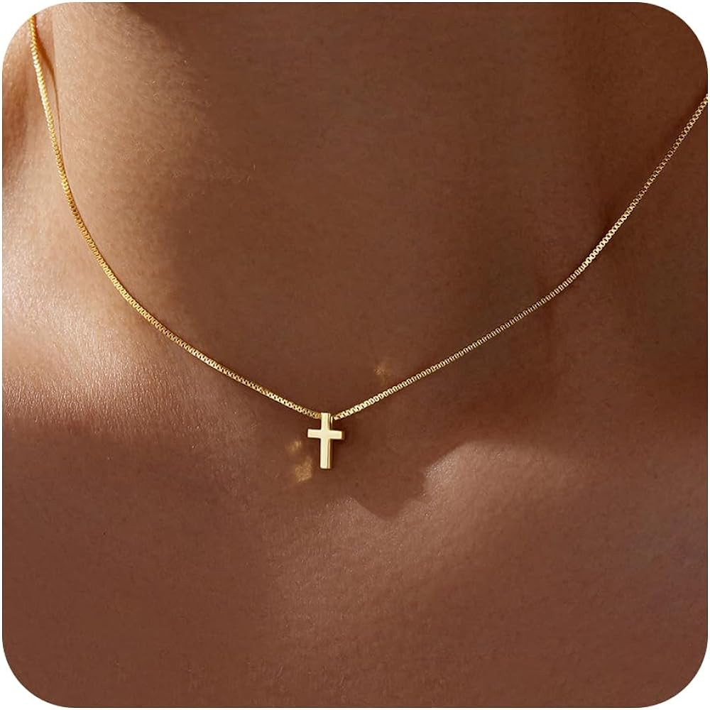 Cross Necklace for Women Girls, Dainty 14K Gold Silver Plated Cross Choker Pendant Jewelry Non Ta... | Amazon (US)